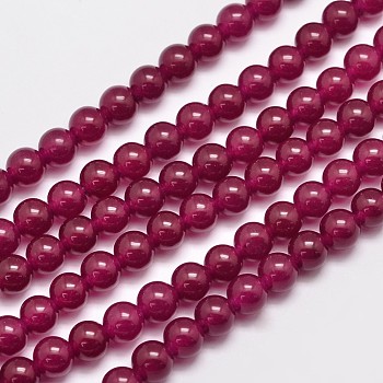 Natural & Dyed Malaysia Jade Bead Strands, Round, Medium Violet Red, 6mm, Hole: 0.8mm, about 64pcs/strand, 15 inch