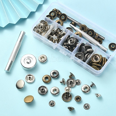 30 Sets 3 Colors Brass Snap Button Kits(TOOL-YW0001-19)-5