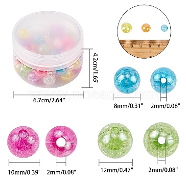 Bubblegum ab couleur perles acryliques craquelées transparentes(CACR-NB0001-02)-2