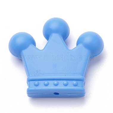 35mm DodgerBlue Crown Silicone Beads
