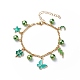 Alloy Enamel & Glass Pearl Charm Bracelet with 304 Stainless Steel Chains for Women(BJEW-JB08707-05)-1