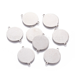 Tarnish Resistant 201 Stainless Steel Stamping Blank Tag Links connectors, Flat Round, Stainless Steel Color, 25x19.5x1mm, Hole: 1.5mm(STAS-T008-180)