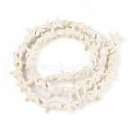 Synthetic Turquoise Dyed Beads Strands, Starfish, Floral White, 9.5~10x10~10.5x3.5~4mm, Hole: 0.9mm, about 57~58pcs/strand, 14.37~14.57 inch(36.5~37cm)(G-A218-03A-01)