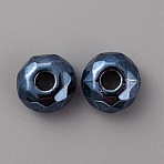 Resin European Beads, Large Hole Beads, Faceted, Rondelle, Marine Blue, 14.5~15x8mm, Hole: 5mm(RESI-TAC0002-79B)