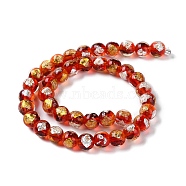 Handmade Gold & Silver Foil Lampwork Beads, Round, Red, 12mm, about 33pcs/strand, 15.59 inch(39.6cm)(GLAA-G107-07A-11)