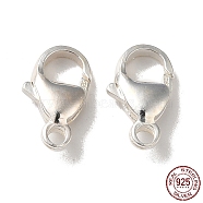 925 Sterling Silver Lobster Claw Clasps, Oval, Silver, 13x8x3.5mm, Hole: 2mm(STER-G040-05D)