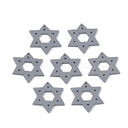 Spray Painted Wood Pendants, for Jewish, Star of David, Dark Gray, 32x29.5x2.5mm, Hole: 1.2mm(WOOD-T017-03A)