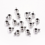 Tibetan Silver Alloy Tube Bails, Loop Bails, Rondelle Bail Beads, Lead Free & Nickel Free & Cadmium Free, Antique Silver, about 5.8mm wide, 4.5mm long, Hole: 3mm(X-AB017H-NF)