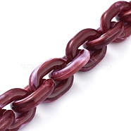 Transparent Acrylic Handmade Cable Chain, Oval, Dark Red, 19x14.5x4mm, about 39.37 inch(1m)/strand(AJEW-JB00545-04)