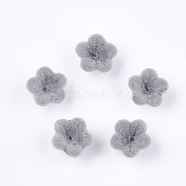 Flocky Acrylic Bead Caps, 5-Petal, Flower, Light Grey, 12x12x7.5mm, Hole: 1mm(OACR-T005-02-02)