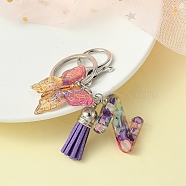 Resin Letter & Acrylic Butterfly Charms Keychain, Tassel Pendant Keychain with Alloy Keychain Clasp, Letter Z, 9cm(KEYC-YW00001-26)