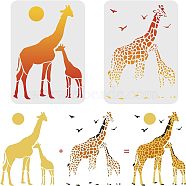 Plastic Reusable Drawing Painting Stencils Templates, for Painting on Fabric Tiles Floor Furniture Wood, Giraffe Pattern, 29.7x21cm, 2pcs/set(DIY-WH0172-494)