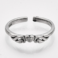 Alloy Cuff Finger Rings, Flying Heart, Antique Silver, Size 5, 16mm(RJEW-T008-22)