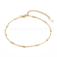 304 Stainless Steel Cable Chains Anklets, with Tube Beads, Golden, 8-5/8 inch(22cm)(AJEW-AN00392-02)