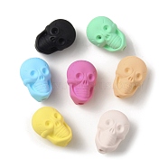 Opaque Spray Painted Acrylic Beads, Skull, Mixed Color, 19.5~20x13.5~14x13mm, Hole: 2.5mm(MACR-M026-03)