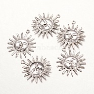 316 Surgical Stainless Steel Pendants, Sun, Stainless Steel Color, 25x22x1mm, Hole: 1mm(X-STAS-K096-19P)