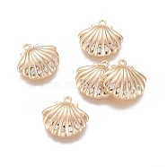 Brass Pendants, with Micro Pave Cubic Zirconia, Shell, Long-Lasting Plated, Nickel Free, Real 18K Gold Plated, 14x14.5x3mm, Hole: 1.2mm(KK-I643-07G)