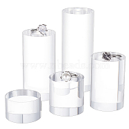 5Pcs 5 Styles Column Transparent Acrylic Jewelry Display Pedestals, for Small Jewelry, Cosmetic Showing, Clear, 4x2.5~10cm, 1pc/style(ODIS-FG0001-64)