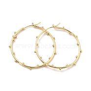 Brass Beaded Big Hoop Earrings for Women, Cadmium Free & Nickel Free & Lead Free, Real 18K Gold Plated, 39x2mm, Pin: 0.7mm(EJEW-G297-05G)