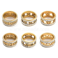 304 Stainless Steel Finger Rings for Women, with Crystal Rhinestone, Mixed Shapes, US Size 8(18.1mm), 10mm(RJEW-Z016-01G)