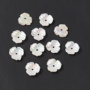 Opaque Acrylic Bead Cap, AB Color, 3-Petal Flower, White, 11x2mm, Hole: 1.4mm(OACR-E004-27)