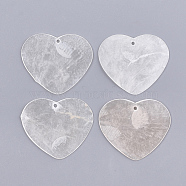 Capiz Shell Pendants, Heart, WhiteSmoke, 33.5x39x1mm, Hole: 1mm(SSHEL-T006-07)