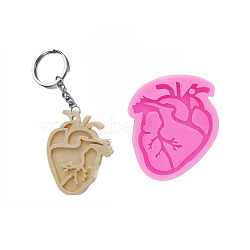 Heart DIY Pendant Food Grade Silicone Molds, for Keychain Making, Resin Casting Molds, For UV Resin, Epoxy Resin Jewelry Making, Hot Pink, 58x46x9mm(SIMO-PW0001-320)