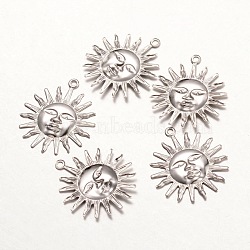 316 Surgical Stainless Steel Pendants, Sun, Stainless Steel Color, 25x22x1mm, Hole: 1mm(X-STAS-K096-19P)