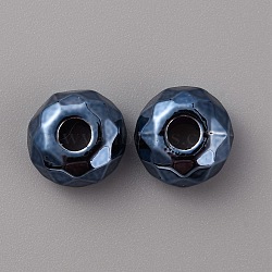 Resin European Beads, Large Hole Beads, Faceted, Rondelle, Marine Blue, 14.5~15x8mm, Hole: 5mm(RESI-TAC0002-79B)