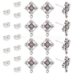 SUNNYCLUE 100Pcs 2 Styles Alloy Ear Studs, with Brass Ear Nuts, Antique Silver & Platinum, 50pcs/style(PALLOY-SC0003-50)