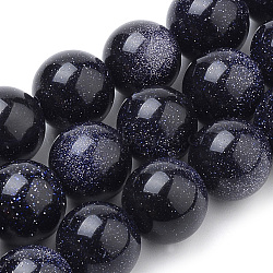 Synthetic Blue Goldstone Beads Strands, Round, 8mm, Hole: 1mm, about 50pcs/strand, 15.7 inch(X-G-S259-41-8mm)