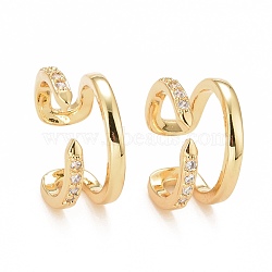 Clear Cubic Zirconia Wave Cuff Earrings, Rack Plating Brass Jewelry for Women, Cadmium Free & Lead Free, Real 18K Gold Plated, 17x15x7.5mm, Inner Diameter: 12.5mm(EJEW-G288-13G)