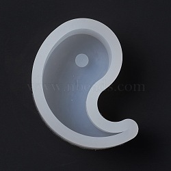 Magatama Half Ying and Yang Silicone Molds, Scented Candle Making Molds, Soap Making Mold, White, 9.1x6.6x3.3cm, Inner Diameter: 7.6x5.3cm(X-DIY-D043-02)