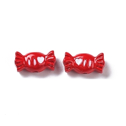 Spray Printed Alloy Beads, with Enamel, Candy, Crimson, 6.5x12.5x5mm, Hole: 1.6mm(PALLOY-H134-54)