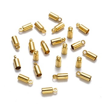 Brass Cord Ends, Nickel Free, Golden, 9x3.5mm, Hole: 1.5mm, 3mm inner diameter