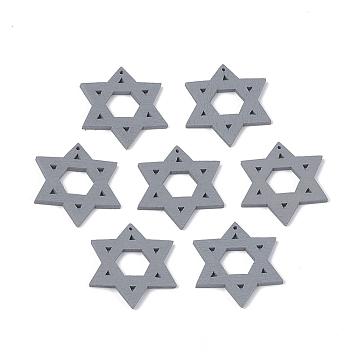 Spray Painted Wood Pendants, for Jewish, Star of David, Dark Gray, 32x29.5x2.5mm, Hole: 1.2mm