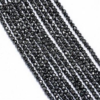 Non-magnetic Synthetic Hematite Bead Strands, Faceted, Round, 2mm, Hole: 0.5mm, about 170~180pcs/strand, 12.9 inch~13.3 inch(330~340mm)