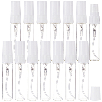 Glass Spray Bottles, Refillable Perfume Sample Vials, with Plastic Dustproof Caps, Clear, 1.4x7.5cm, Capacity: 5ml(0.17fl. oz)