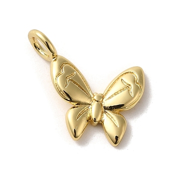 Brass Pendants, Butterfly, Golden, 15x17x2mm, Hole: 3mm