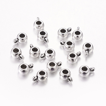 Tibetan Silver Alloy Tube Bails, Loop Bails, Rondelle Bail Beads, Lead Free & Nickel Free & Cadmium Free, Antique Silver, about 5.8mm wide, 4.5mm long, Hole: 3mm