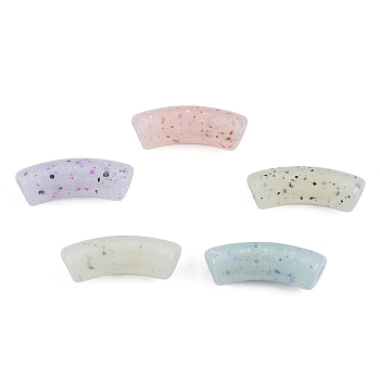 Marbled Stone Style Opaque Acrylic Beads, Curved Tube, Mixed Color, 35x11~11.5mm, Hole: 3.5mm