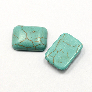 Craft Findings Dyed Synthetic Turquoise Gemstone Flat Back Cabochons, Rectangle, Dark Cyan, 10x14x4mm