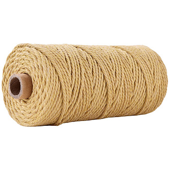 Cotton String Threads for Crafts Knitting Making, Wheat, 3mm, about 109.36 Yards(100m)/Roll