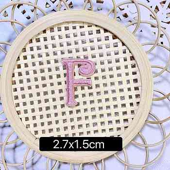 Computerized Embroidery Cloth Self Adhesive Patches, Stick on Patch, Costume Accessories, Letter, Pink, F:27x15mm