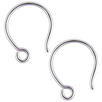 5 Pair 925 Sterling Silver Earring Hooks, Ear Wire, with Horizontal Loops, Platinum, 12.3mm, Hole: 1mm, Pin: 0.8mm