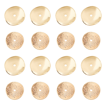AHADERMAKER 40Pcs 2 Styles Brass Spacer Beads, Curved Flat Round, Nickel Free, Real 18K Gold Plated, 11~12x11~12x1~2mm, Hole: 1~1.2mm, 20pcs/style