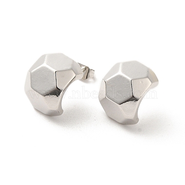 Hexagon Brass Stud Earrings