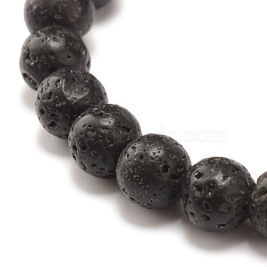 Bracelet pierre de lave naturelle & perles mala tibétaines dzi(BJEW-JB07468-02)-5