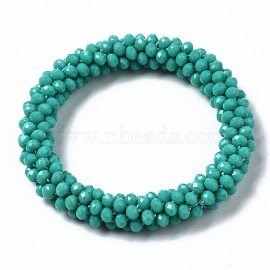 Faceted Opaque Glass Beads Stretch Bracelets(BJEW-S144-002E-03)-2