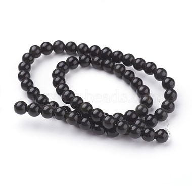 obsidienne naturelle perles brins(X-G-G099-6mm-24)-2
